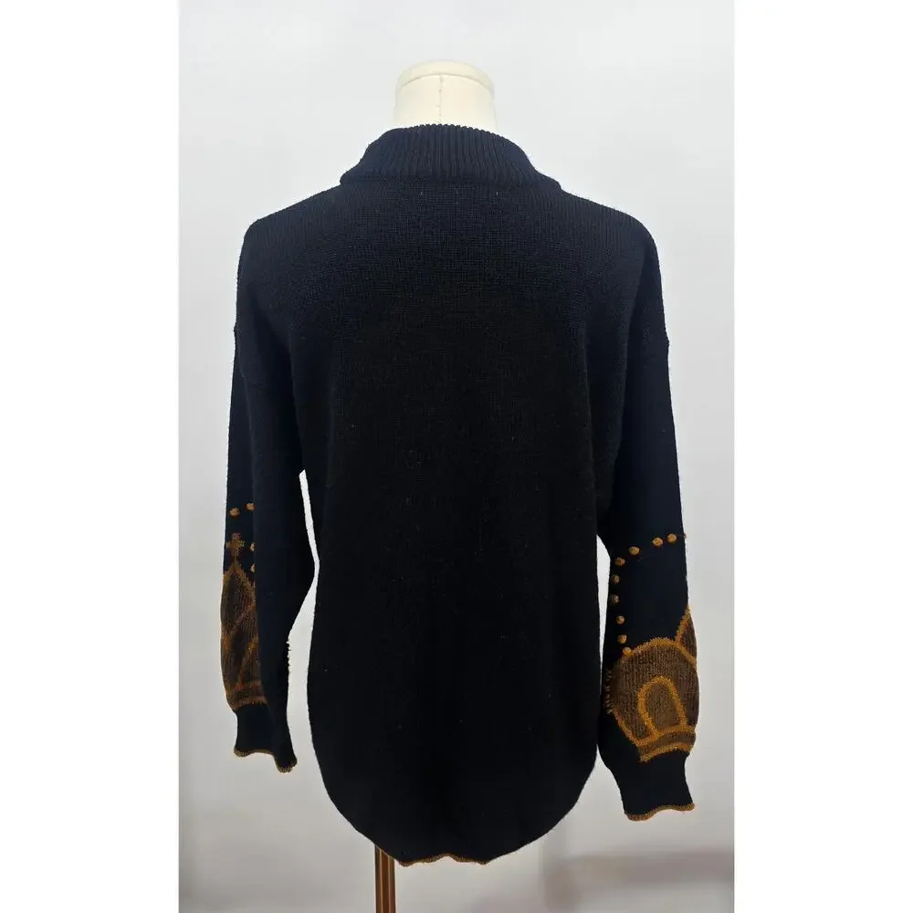 Vintage 90s Whimsigoth‎ Avant Garde  Eclectic Breckenridge Mockneck Crown Jewels